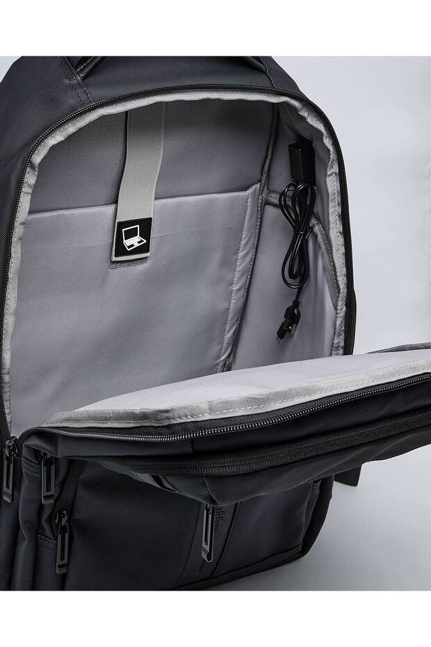 Black Men's Solid Zip-Around Backpack - 5