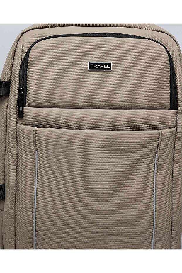 حقيبة ظهر رجالية بلون بني داكن بسحاب دائري - 4