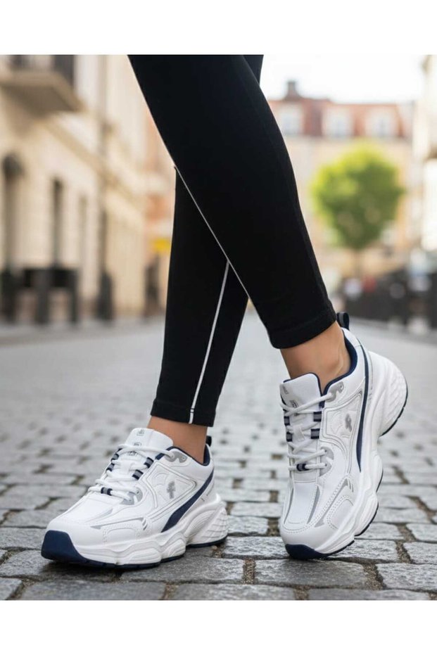 High-Sole Lace-Up White Daily Sports Shoes