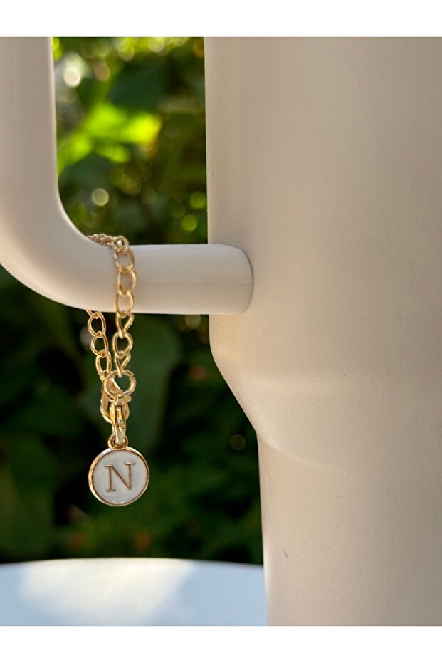 N Letter White Thermos Compatible Accessory/N Letter Thermos Charm/Letter Thermos ornament