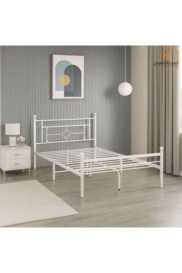 إطار سرير فولاذي - 120 × 190 سم - أبيض