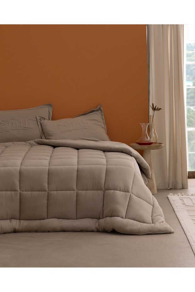 Bobigny Tek Kişilik Pamuklu Supersoft Comforter Set - Açık Gri - 1