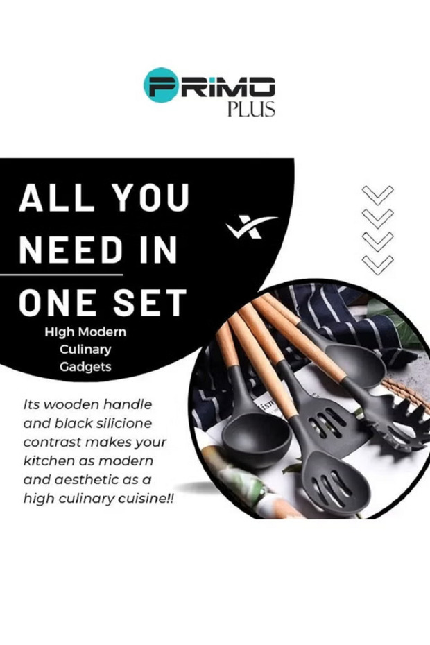 مجموعة أدوات سيليكون مع حامل بلاستيكي أسود - 6