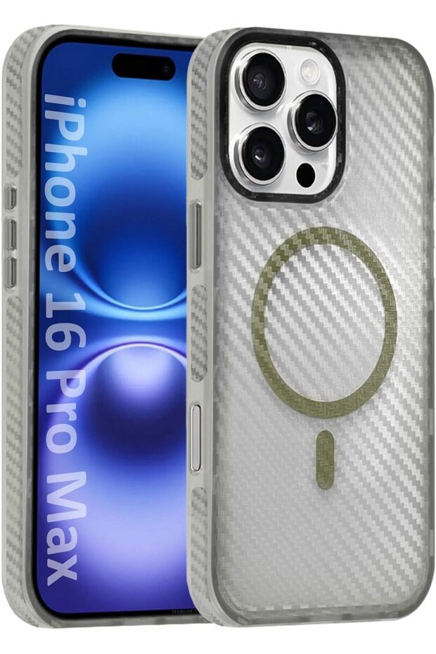 iPhone 16 Pro Max Carbon Fiber Hard PC Case - Grey