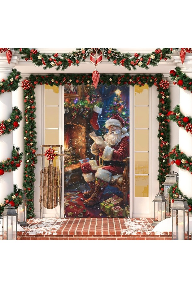 190X75Cm Elastic Door Decoration, Fabric Door Dressing, Christmas Decor, New Year, School Event Door Decoration