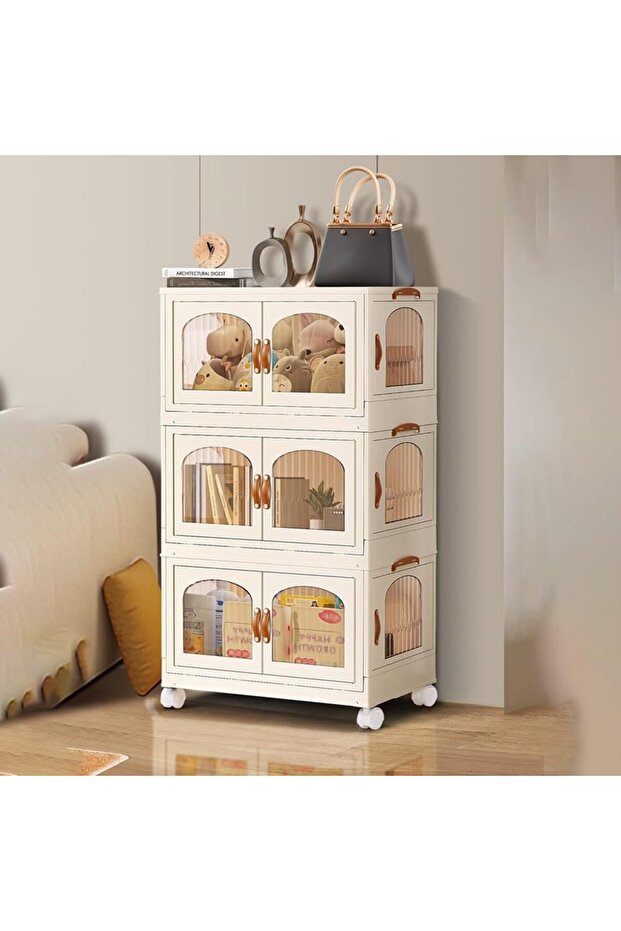 3 Layers Stylish Multi-Functional Storage Cabinet Wardrobe