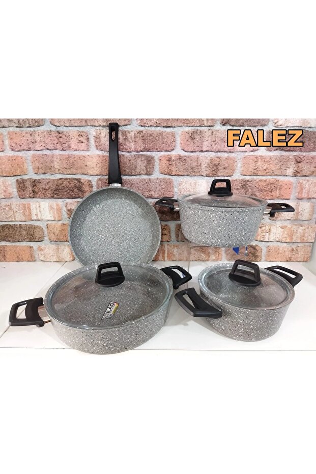 Efes 7 Parça Granit Tencere Seti Gri - 2