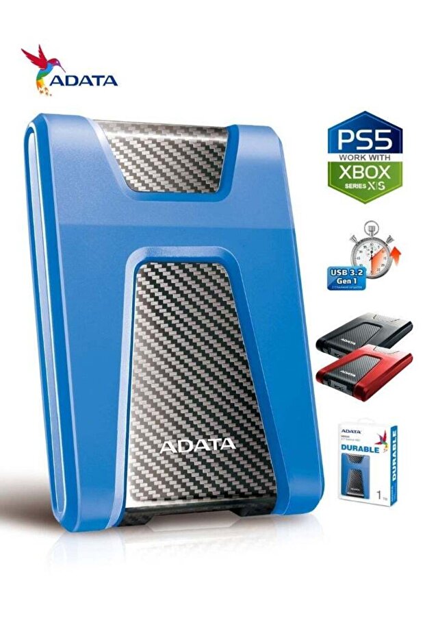 HD650 Durable 1TB External HDD (Anti-Shock) - Compatible with PS5/Xbox - Blue