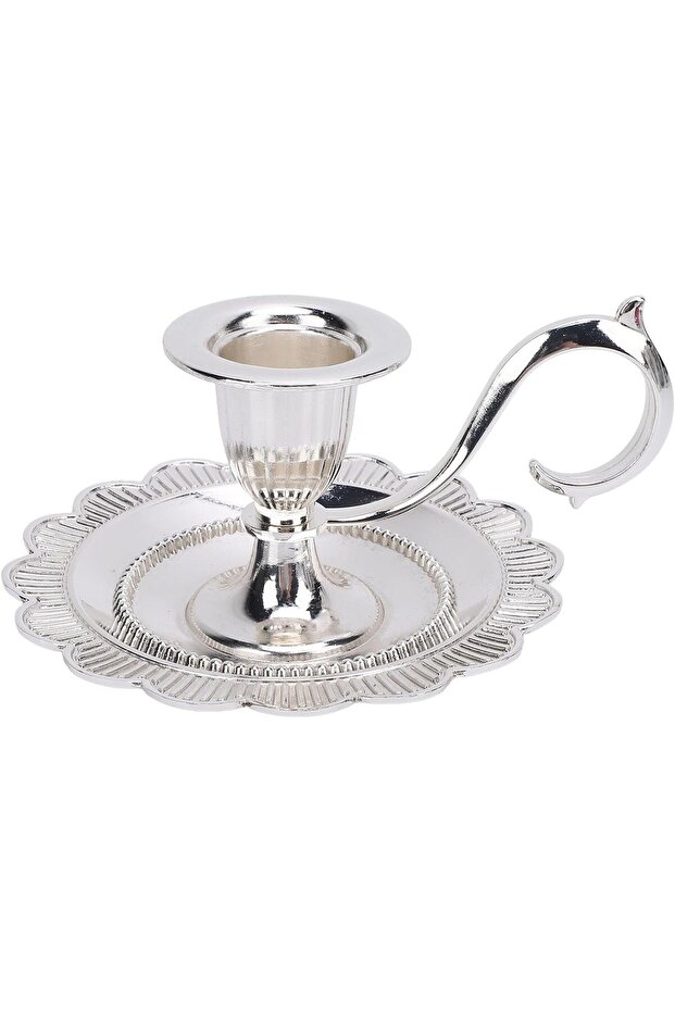 Vintage Retro European Handheld Zinc Alloy Candlestick Holder (Silver)