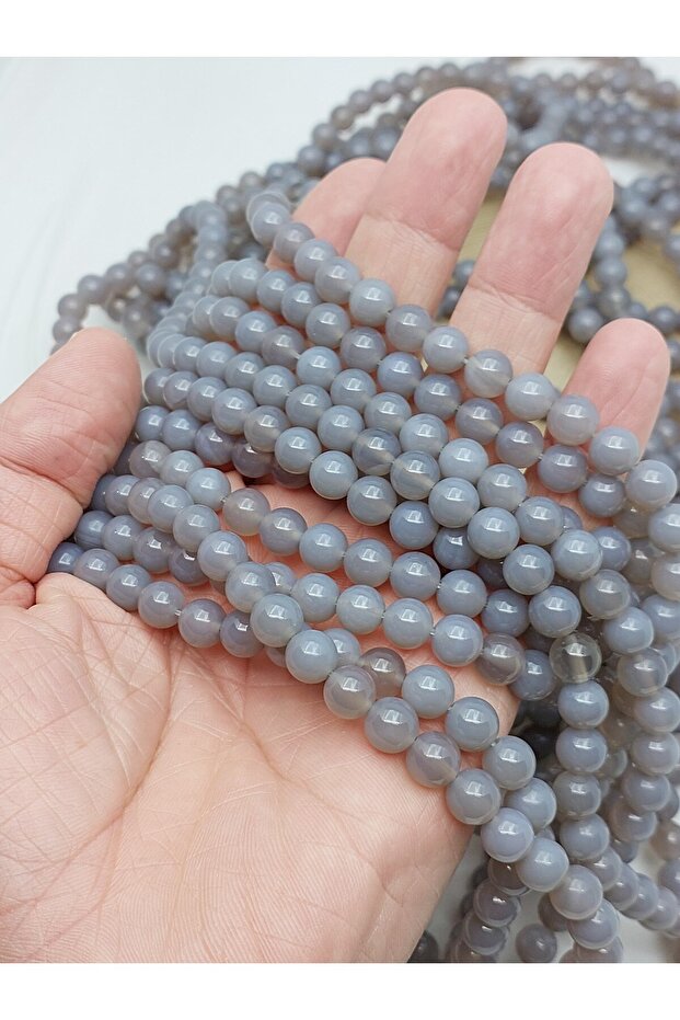 Gray Variegated Agate Stone Strand 8mm – Jewelry, Prayer Beads & Accessory Bead (24020)