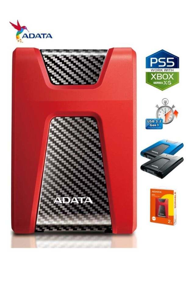 HD650 DURABLE 2TB External HDD | Anti-Shock Hard Drive | Compatible with PS5 XBOX | Red