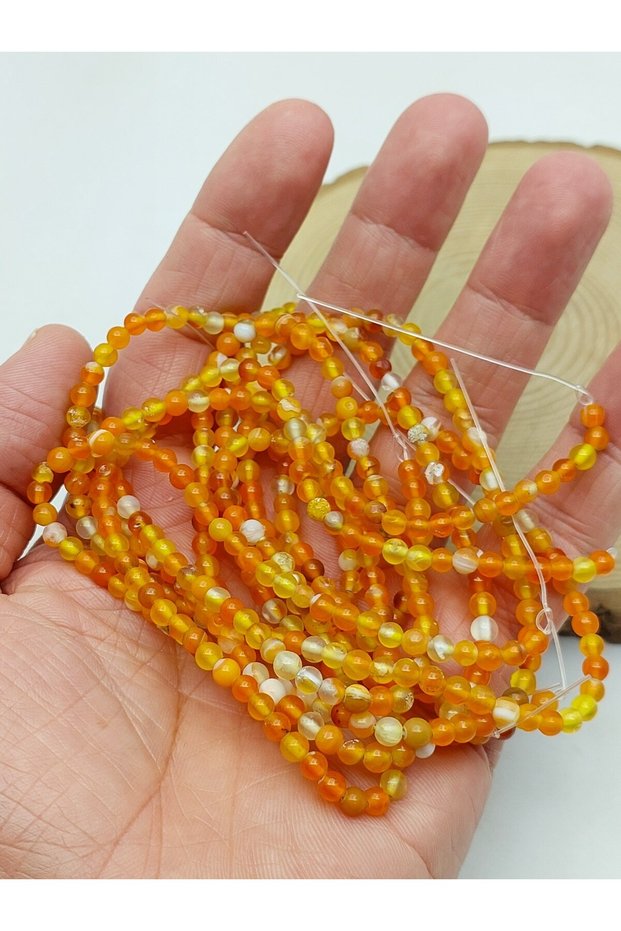 Orange White Variegated Agate Stone Strand 4mm – Minimal Jewelry & Accessory Bead (27840)