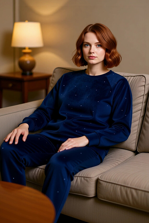 Women's Polka Dot Fleece Pajama Set Functional Durable Quality Comfortable Aesthetic Casual
