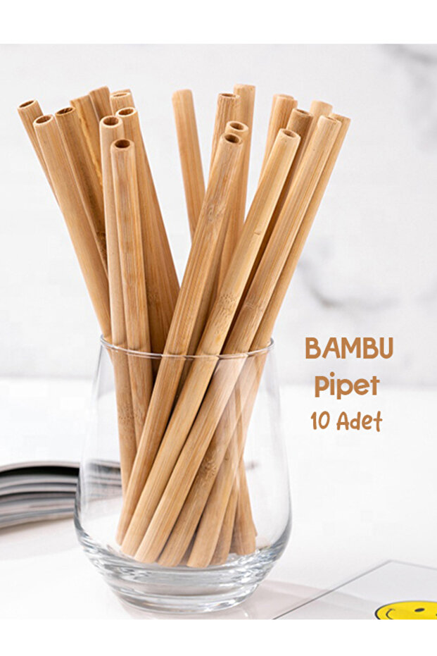 Bambu Pipet Fırçalı 10 Adet - 2