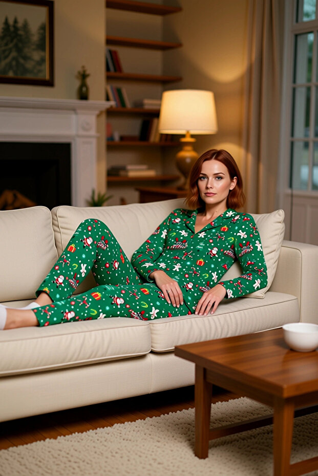 Women's Christmas Themed Shirt and Pants Pajama Set Functional Durable Quality Comfortable