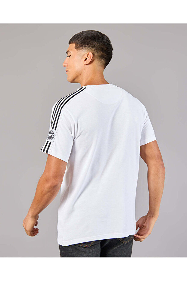 تي شيرت رجالي أساسي مطبوع باللون الأبيض - 3