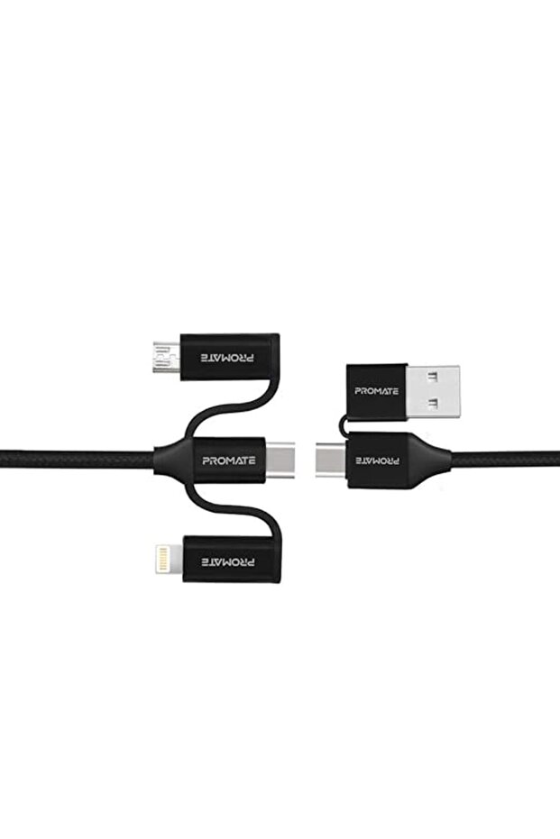 كابل شحن متعدد الوظائف 6 في 1، هجين ممتاز 20 فولت 3 أمبير، موصلات USB-C وMicro USB إلى USB-A