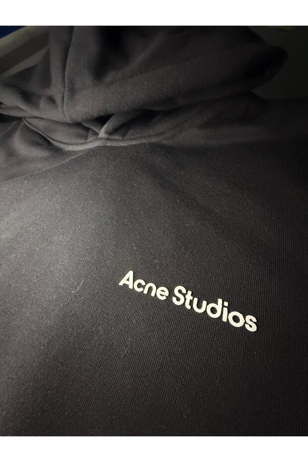 سويت شيرت هوديي للجنسين من Acne Studios بشعار مطاطي منقوش مطبوع 3 Thread Sh مبطن بالصوف