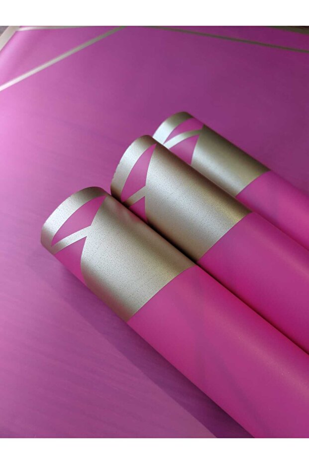 Fuchsia 57X57 cm Gold Screen Patterned Geometric Framed Wrapping Paper for Bouquets and Gifts 4 Pieces
