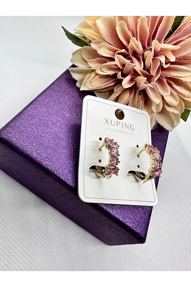 Zircon Stone Colorful Ring Steel Earrings