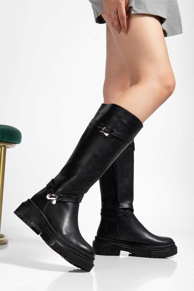 New Season Imported Quality Both Stitched and Glued Cowhide Leather Hermos Buckle Long Boots