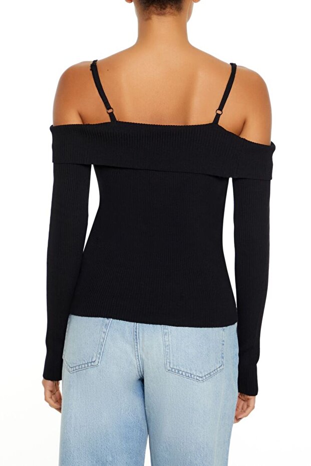 Açık Omuzlu Triko Kazak - 5