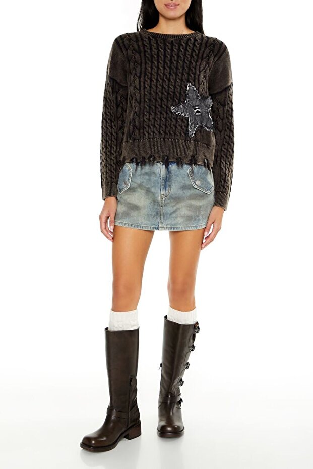 Yıldız Patchwork Detaylı Kazak - 4