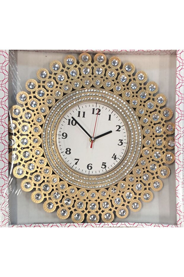 Taşlı Duvar saati GOLD - 1