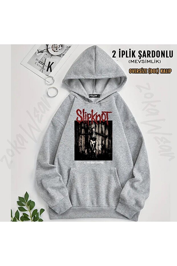 سويت شيرت Slipknot v12 مطبوع بغطاء رأس (خيطين)