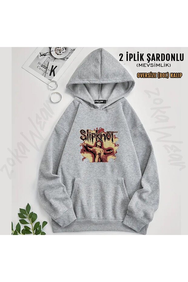 سويت شيرت Slipknot v35 مطبوع بغطاء رأس (خيطين)