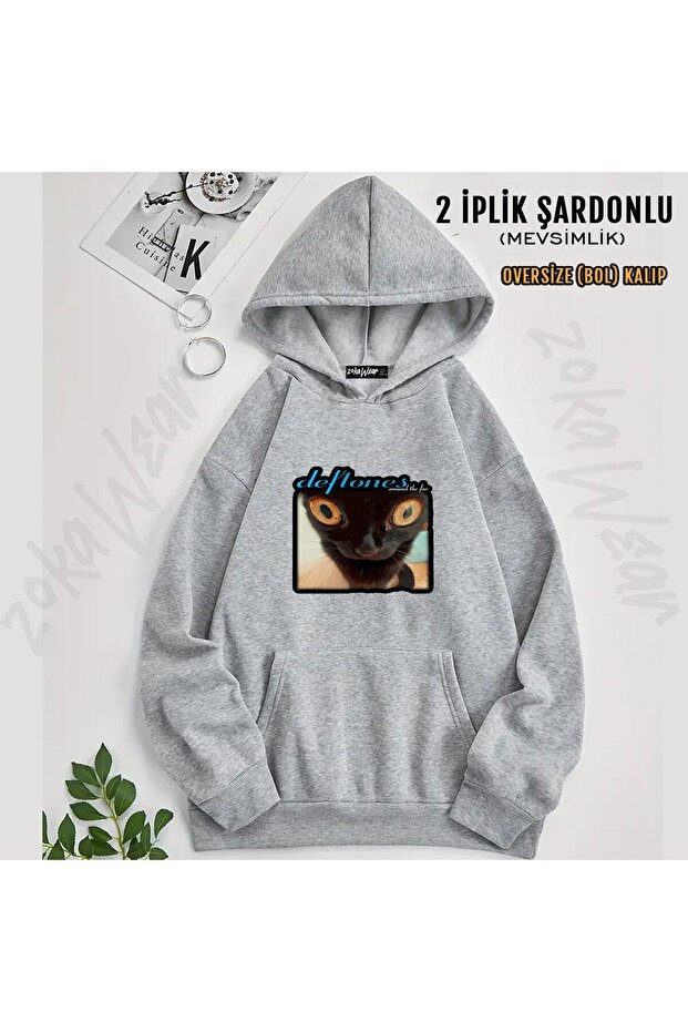 سترة Deftones v22 مطبوع بغطاء رأس (2 خيط)