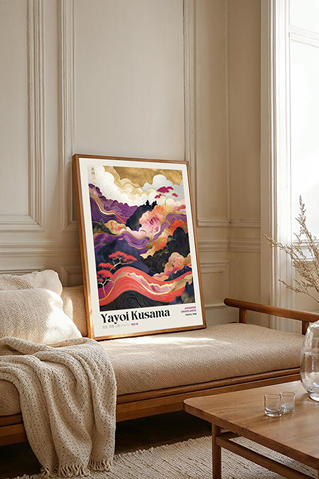 One Piece Wooden Framed Yayoi Kusama Paintings Tk2513