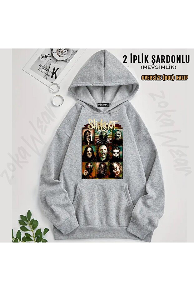 سويت شيرت Slipknot v32 مطبوع بغطاء رأس (خيطين)