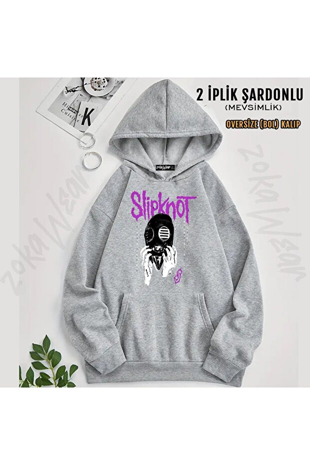 سويت شيرت Slipknot v16 مطبوع بغطاء رأس (خيطين)