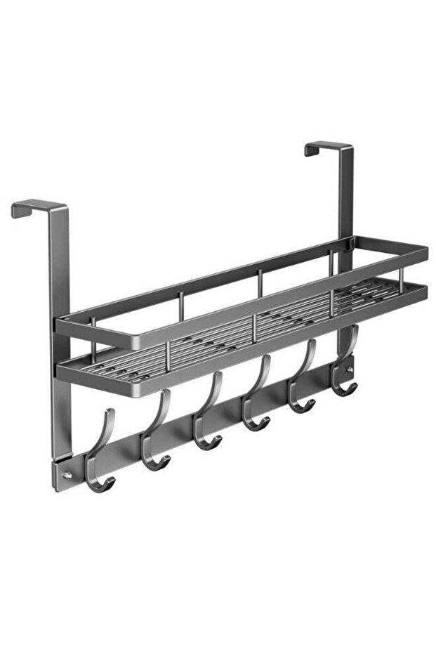 Multi-Purpose Over the Door Rack with Storage Shelf – Hook Organizer for Home & Office