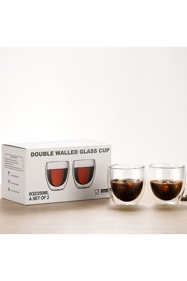 Set of two glass cups, size 250ml