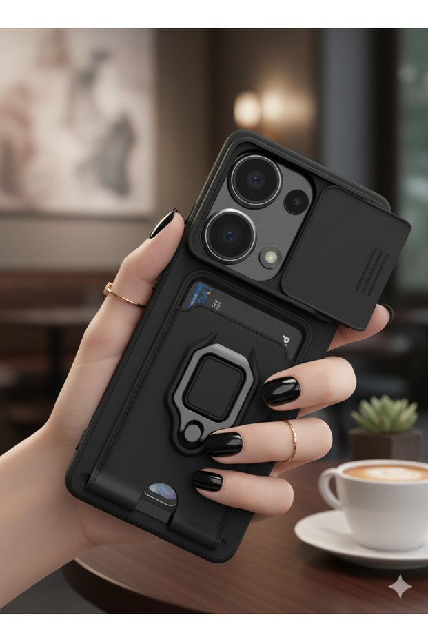 Redmi Note 13 Pro 5g Case Camera Protection Sliding Card Holder Stand Lanyard Colorful Cover
