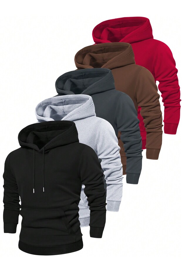 5-Li Ünisex Kapüşonlu Oversize Sweatshirt - 1