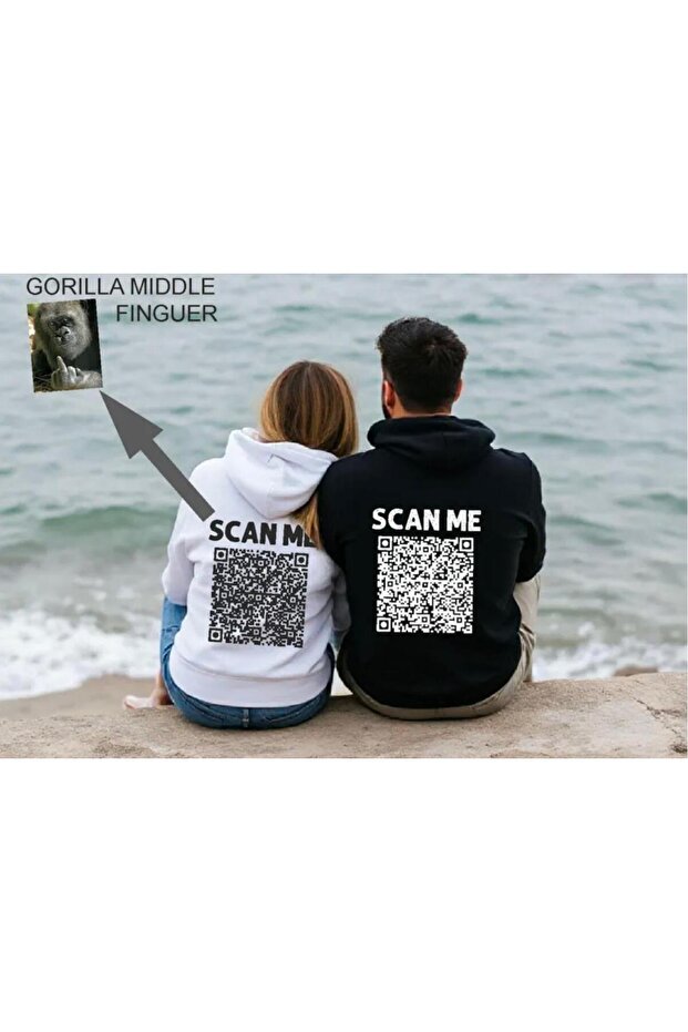 سويت شيرت قصة فضفاضة Scan Me مطبوع المرح للجنسين