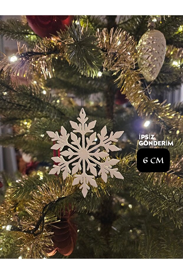 1 Piece Christmas Tree Ornament Snowflake Design - Threadless Shipping - Plastic - 6 cm