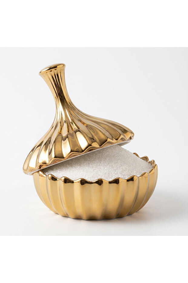 Gold Plated Glass Sugar Bowl Turkish Delight Bowl and Jam Bowl 13 cm Presentation Bowl