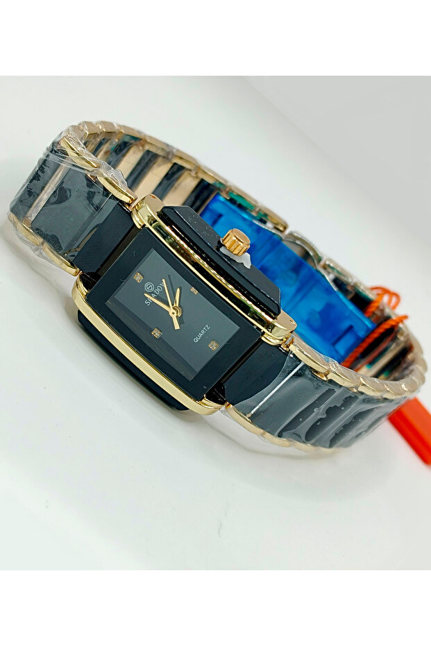 Luxurious Couple Watch Set - Elegant Rectangular Two-Tone Design - 3