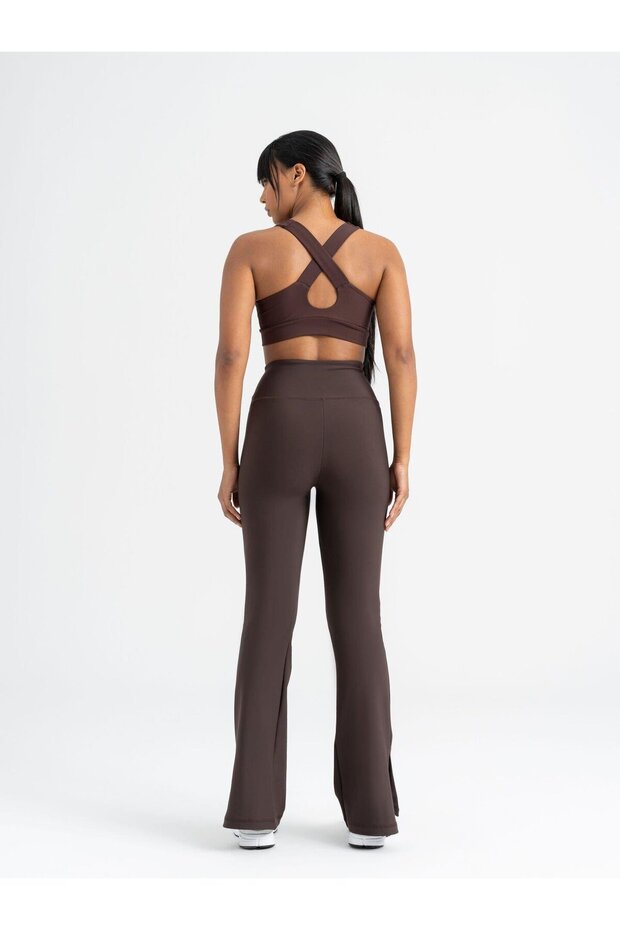 Kahverengi Yırtmaçlı Tayt - 3