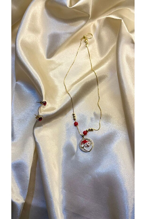 Santa Claus Earrings Necklace Set