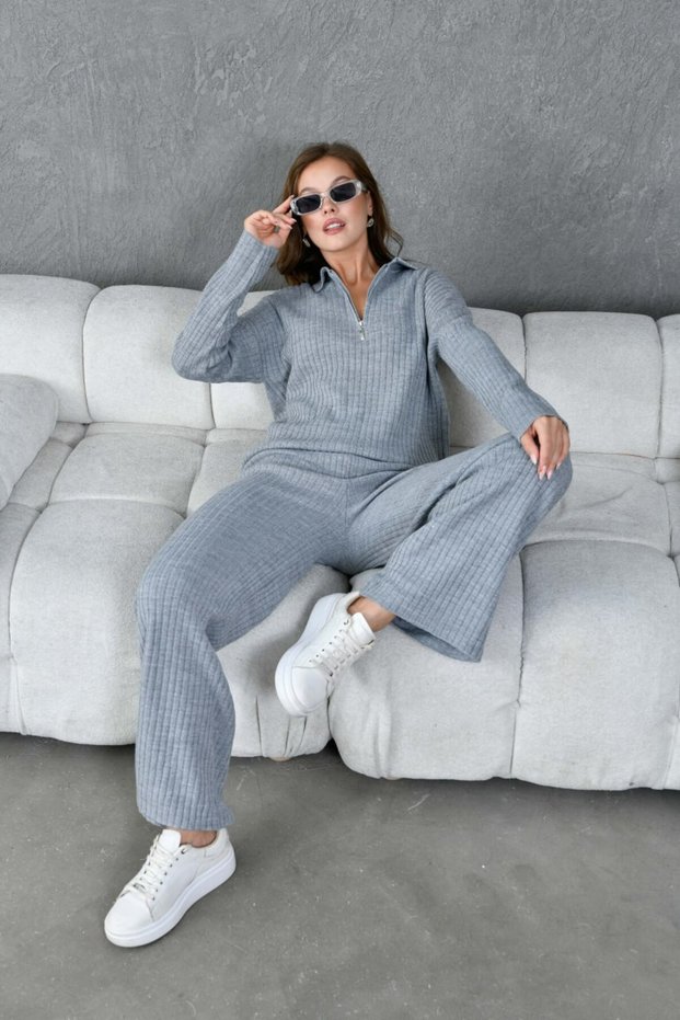 Basic Wick Knit Detailed Half Zipper Knitwear Bottom-Top Set Aw25Au0045