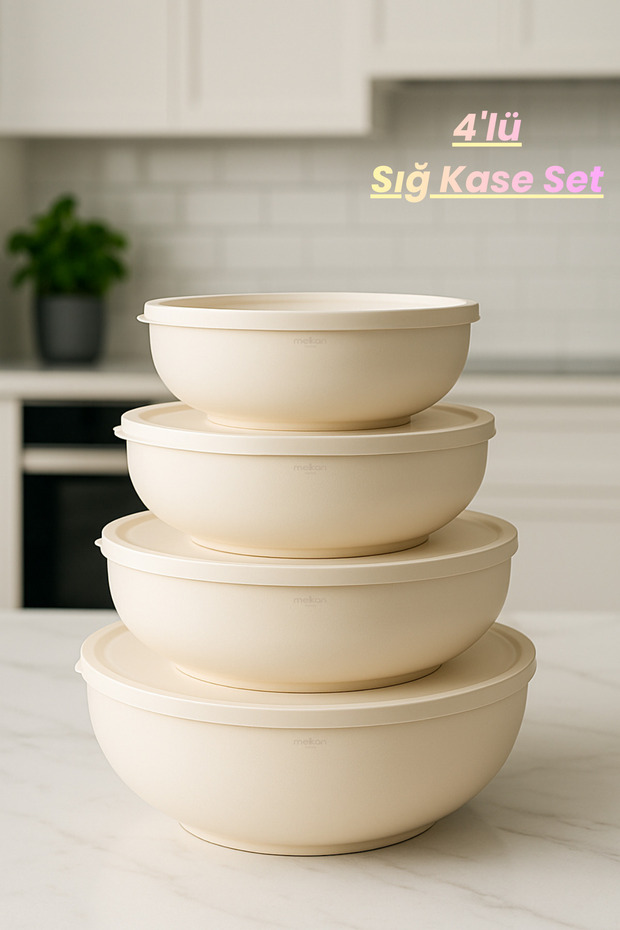 4-Piece Round Storage Container, Food Storage Container, Dough Basin, Large Size Storage Container Set, Set of 4 - 1