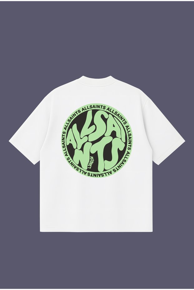 Allsaint Green Boxy Fit Oversized Unisex 100% Cotton-Pack T-Shirt – Printed T-Shirt | Streetwear