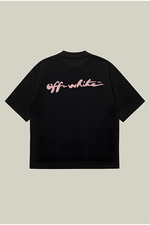 Off-White Script Boxy Fit Oversized Unisex 100% Cotton T-Shirt – Printed T-Shirt | Streetwear