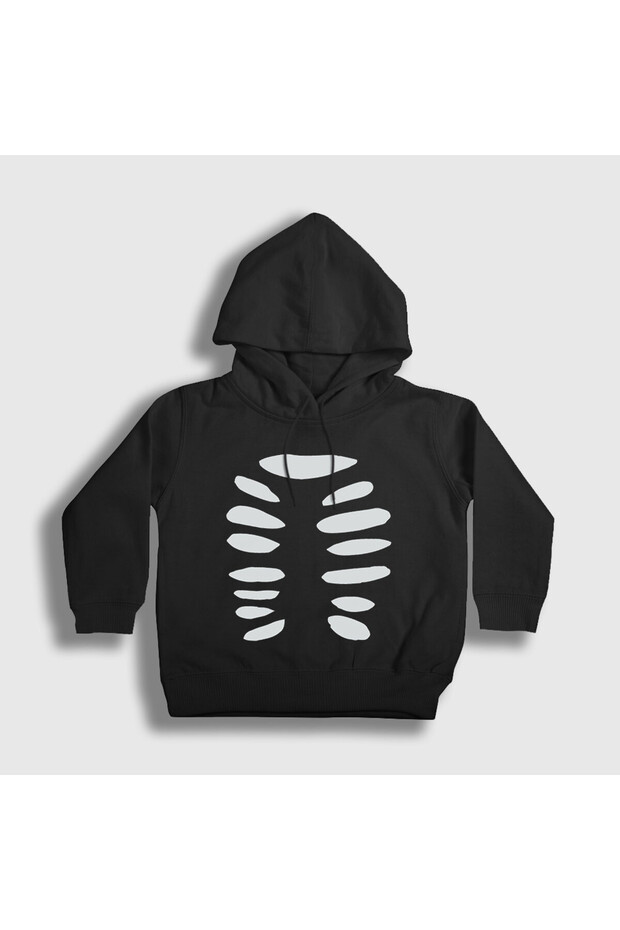 Unisex Children's Black Halloween Couple Lover Skeleton K Hooded Sweatshirt 580917Tt
