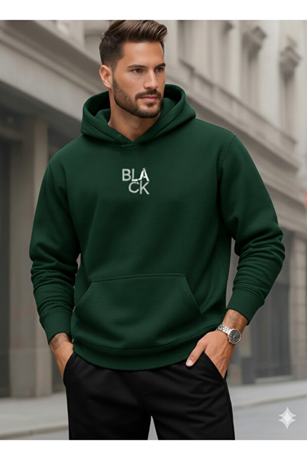 Erkek Kapüşonlu Sweatshirt Blacck - 1